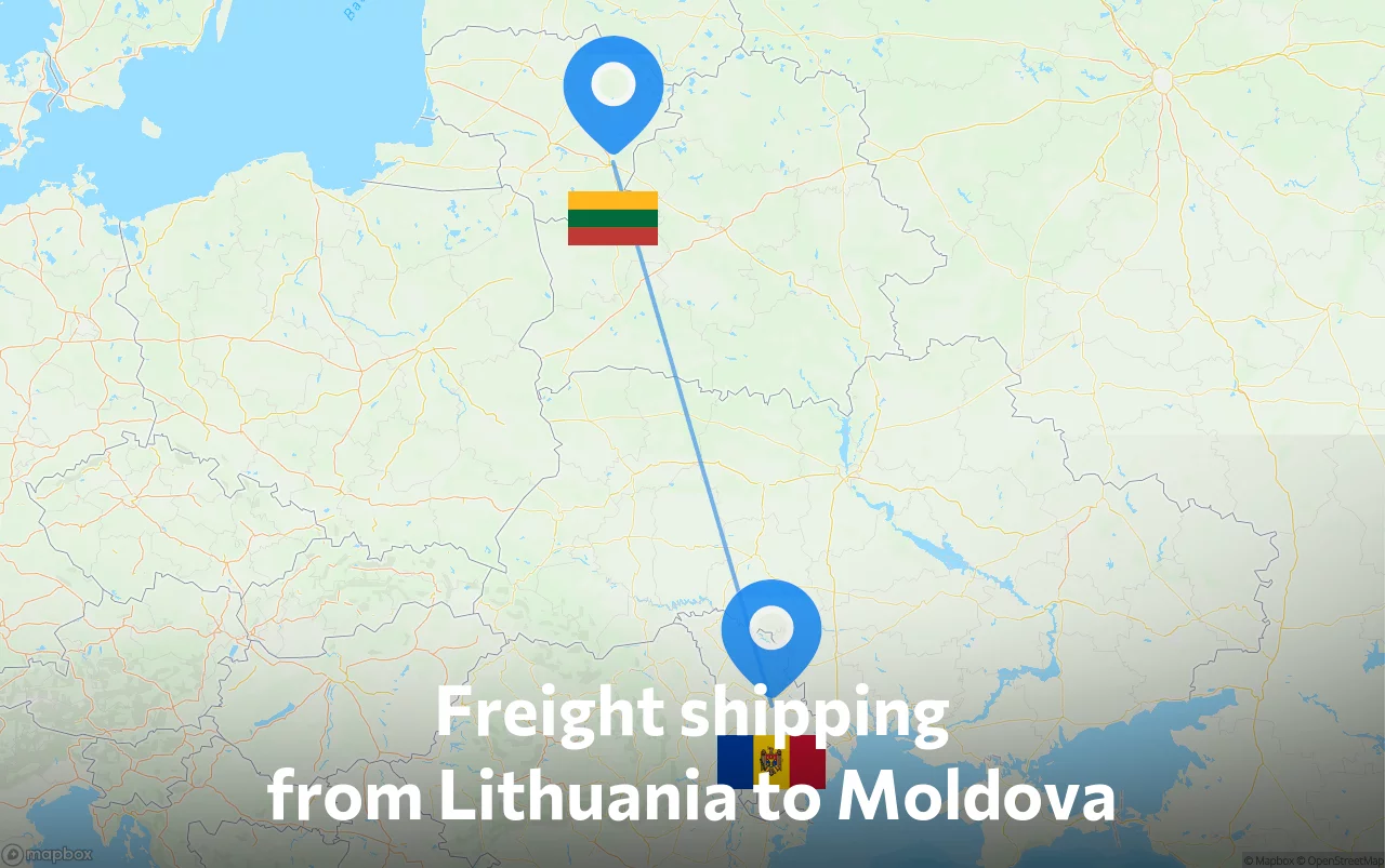 Shipping route from Lithuania to Moldova