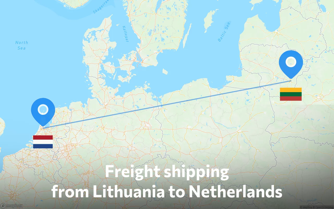 Shipping route from Lithuania to Netherlands