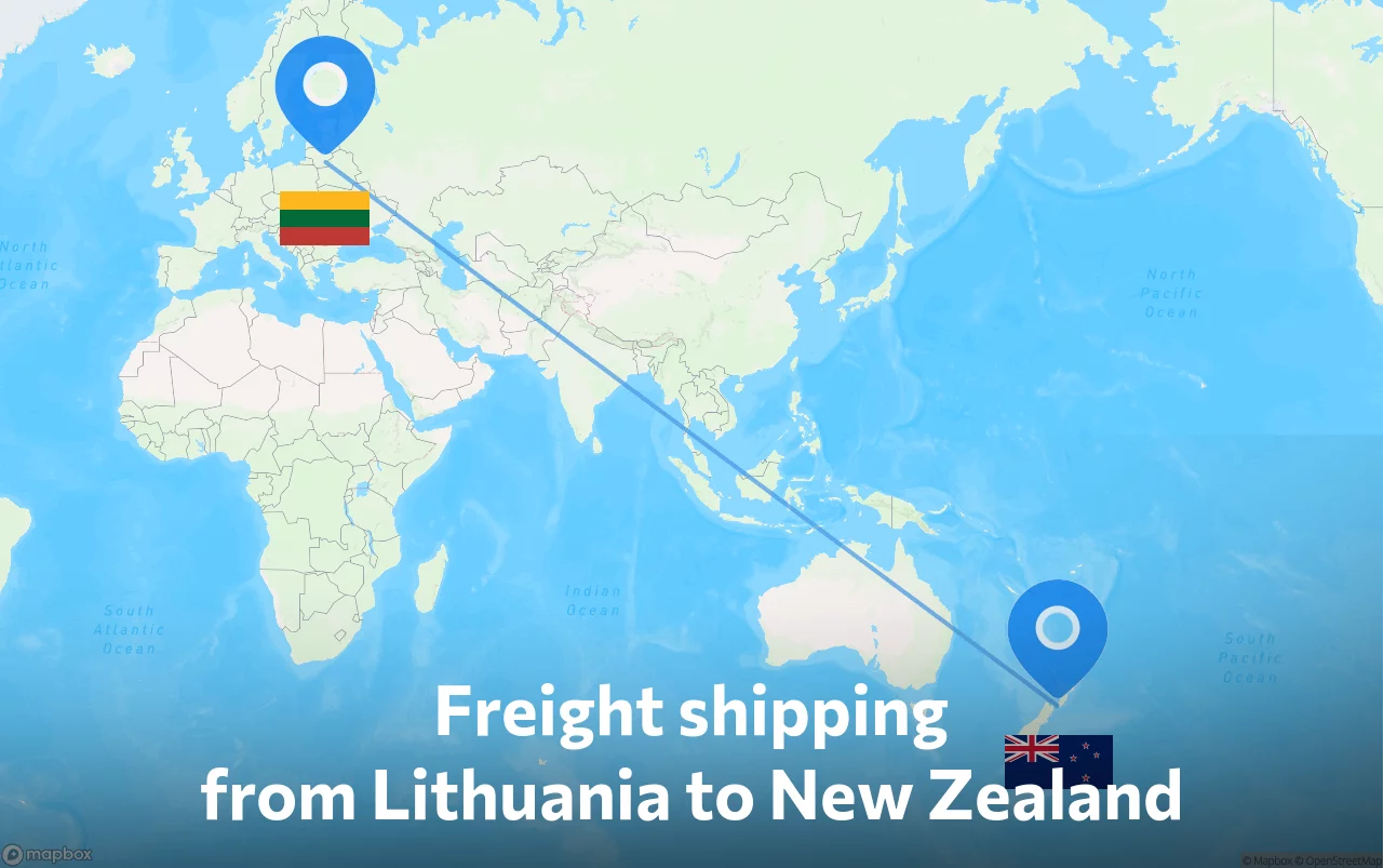 Shipping route from Lithuania to New Zealand