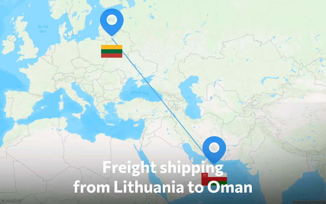 Shipping route from Lithuania to Oman