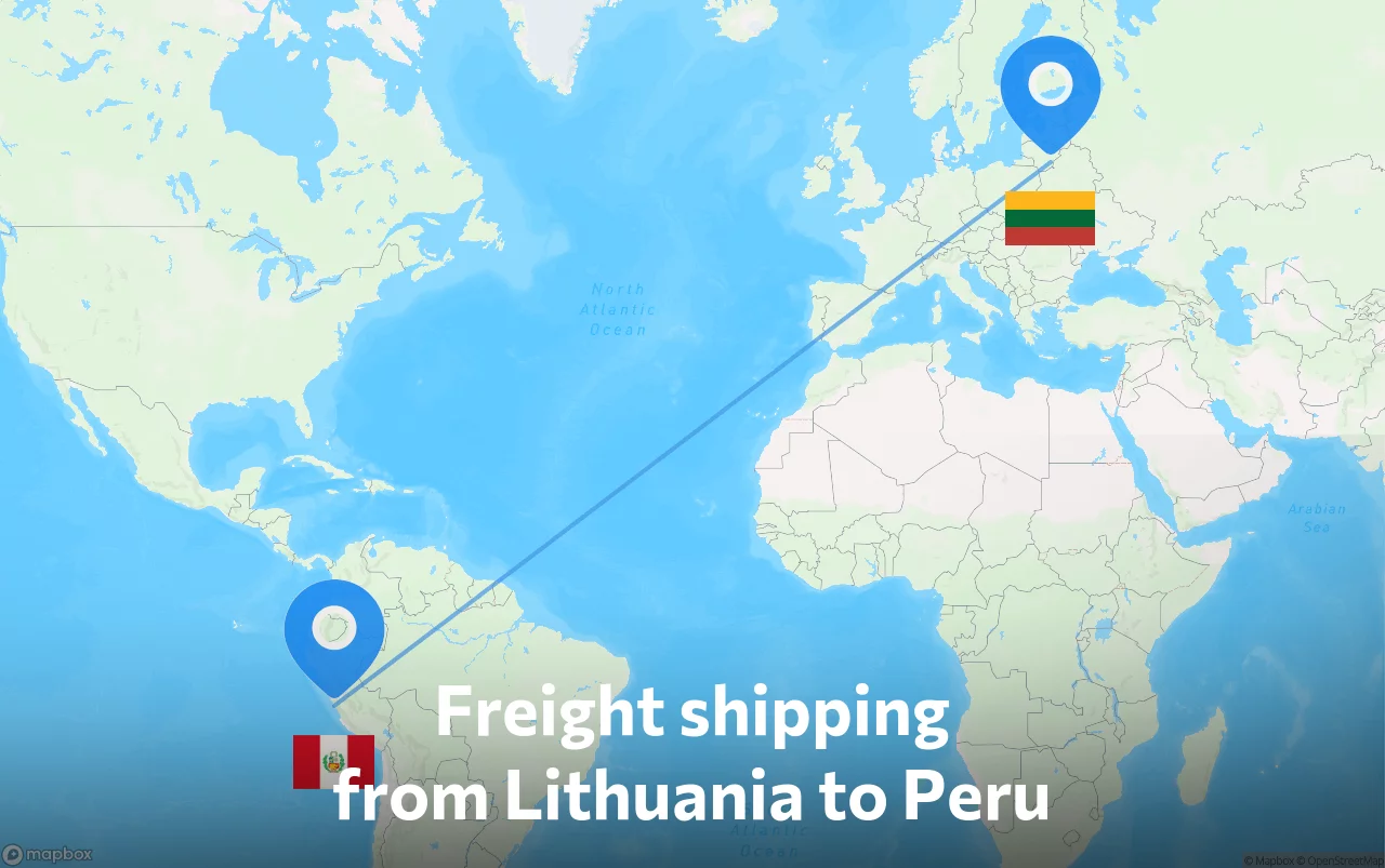 Shipping route from Lithuania to Peru