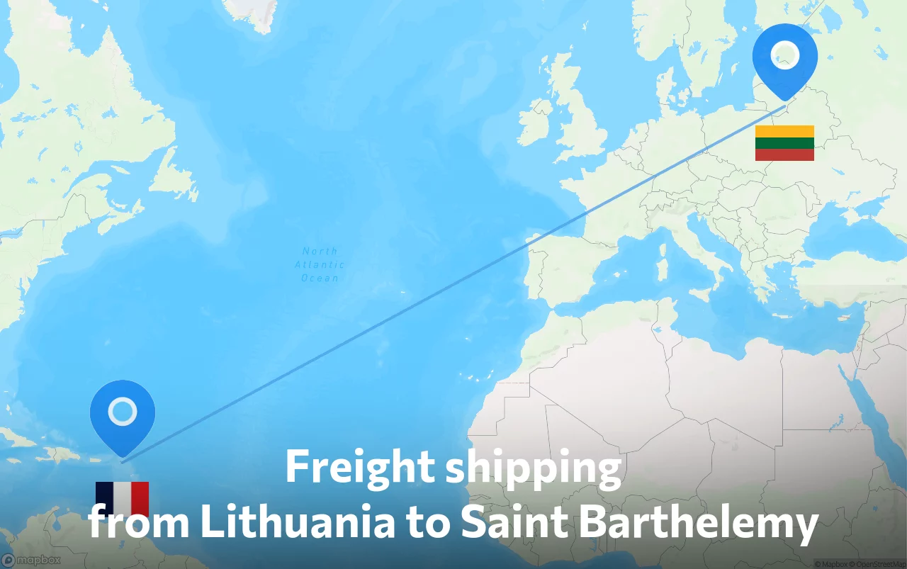 Shipping route from Lithuania to Saint Barthelemy