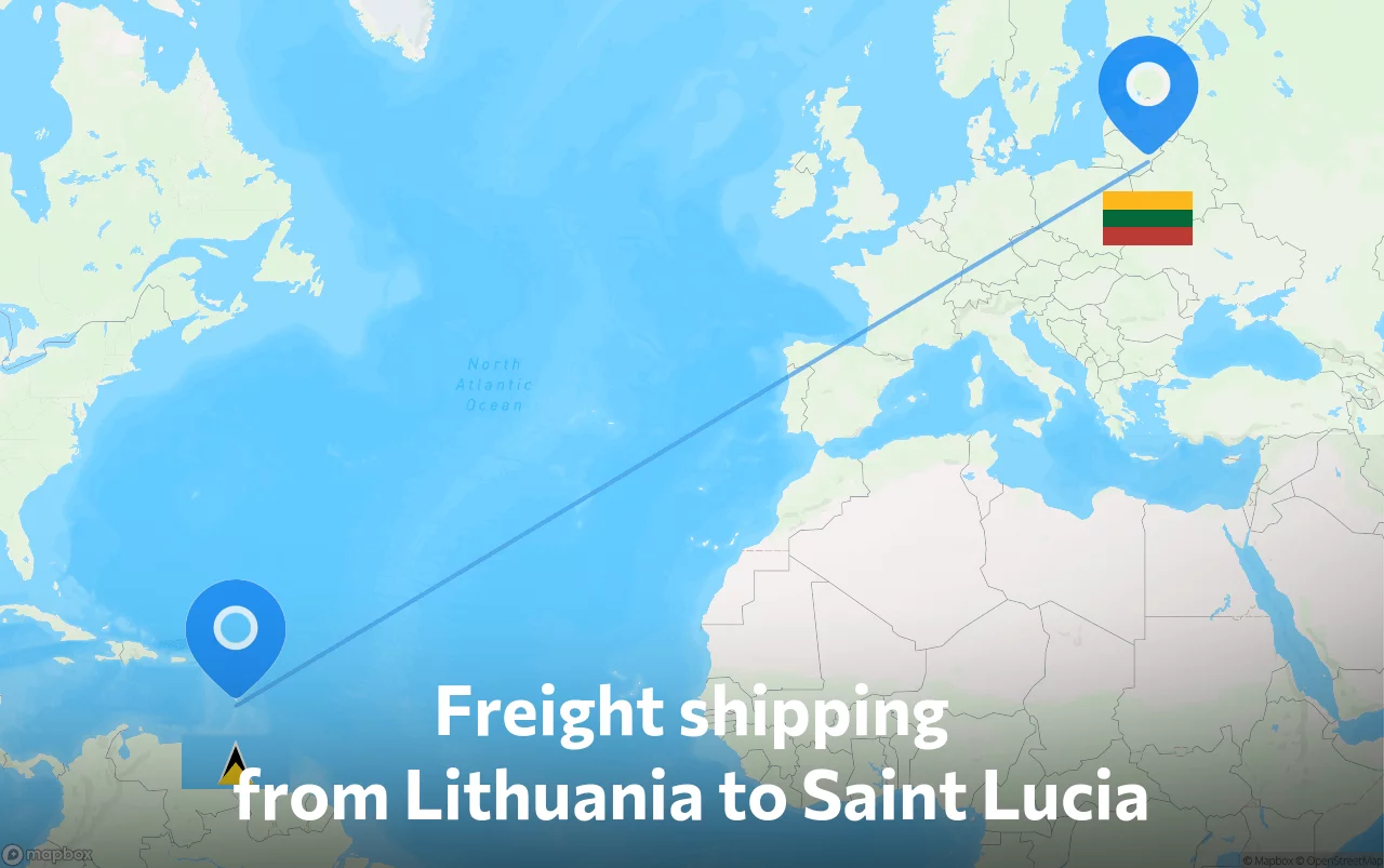 Shipping route from Lithuania to Saint Lucia