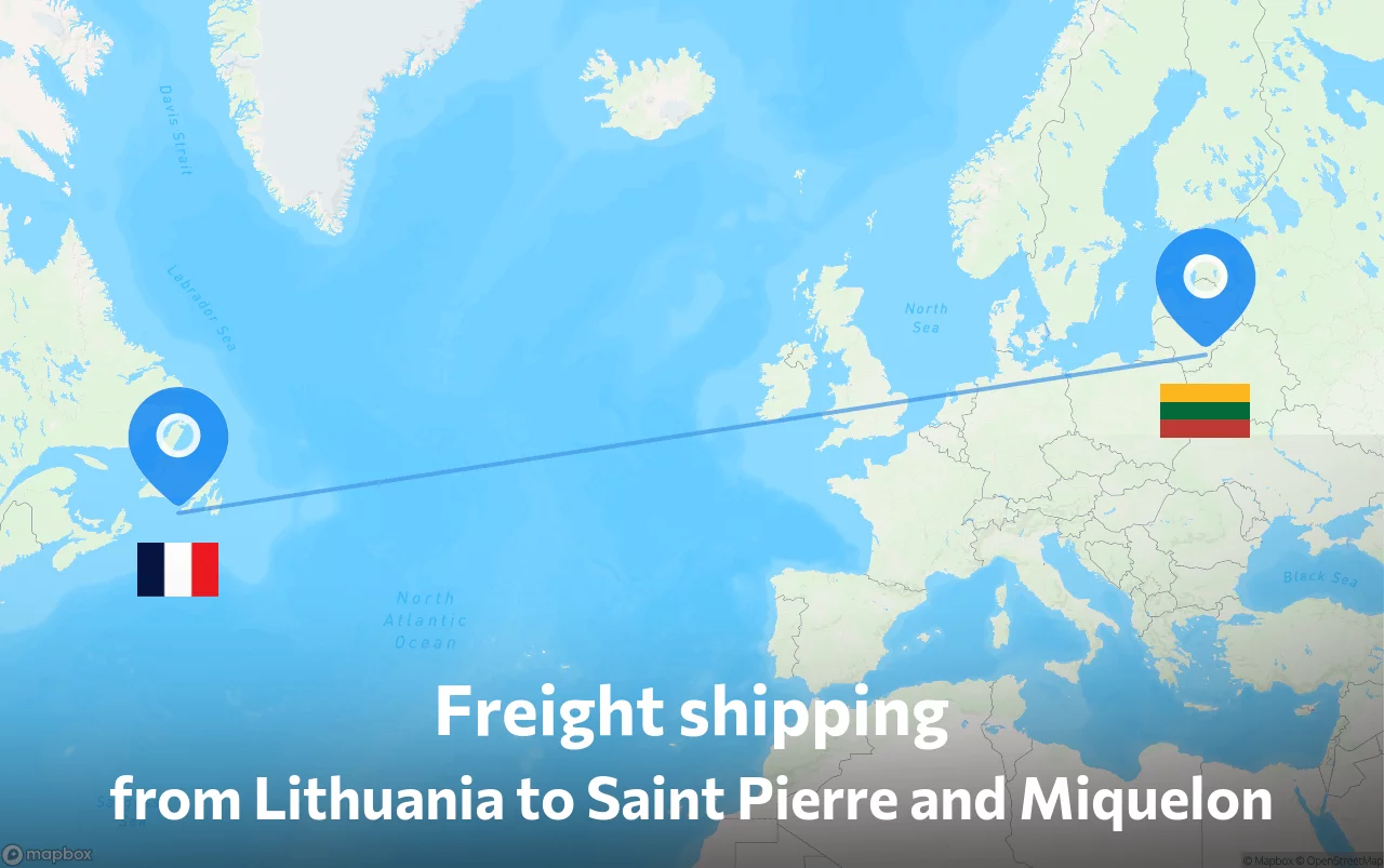 Shipping route from Lithuania to Saint Pierre and Miquelon