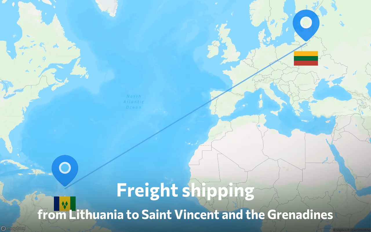Shipping route from Lithuania to Saint Vincent and the Grenadines