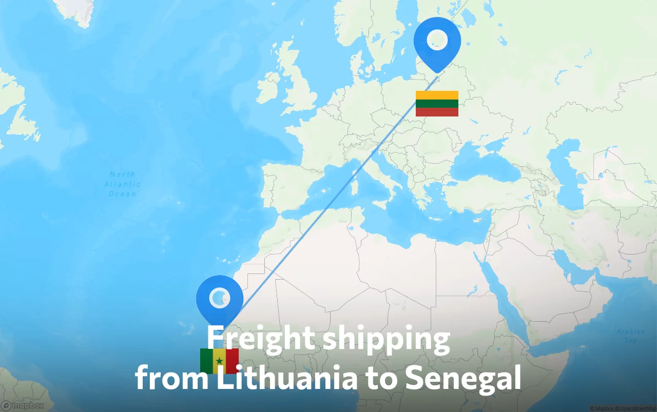 Shipping route from Lithuania to Senegal