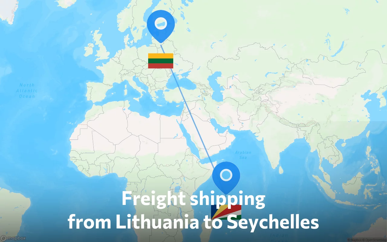 Shipping route from Lithuania to Seychelles