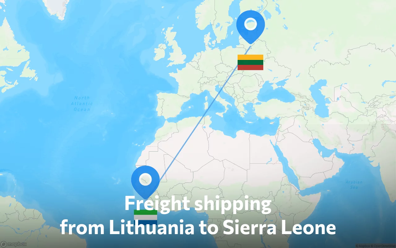 Shipping route from Lithuania to Sierra Leone