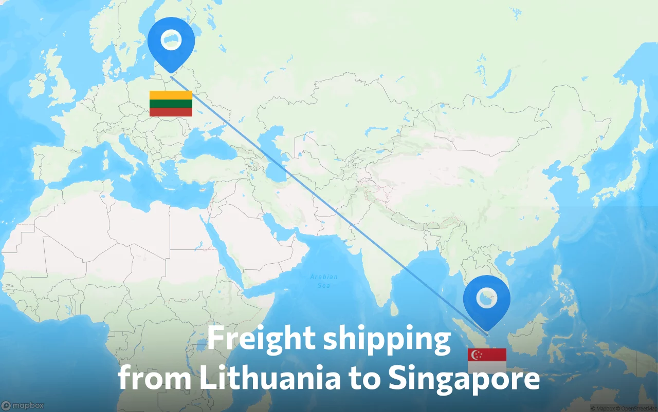 Shipping route from Lithuania to Singapore