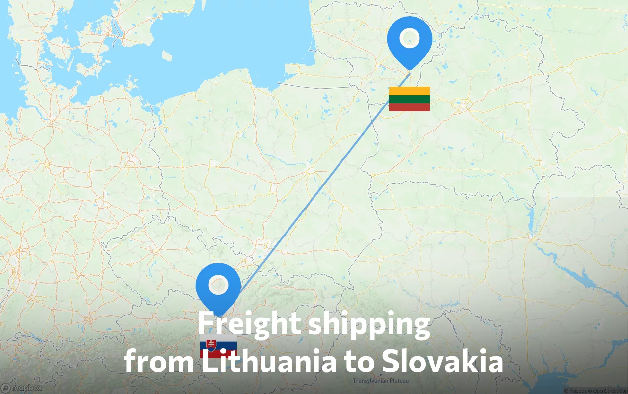 Shipping route from Lithuania to Slovakia