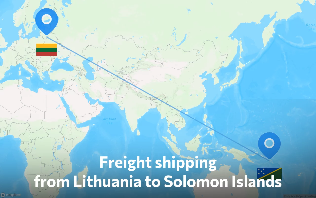 Shipping route from Lithuania to Solomon Islands