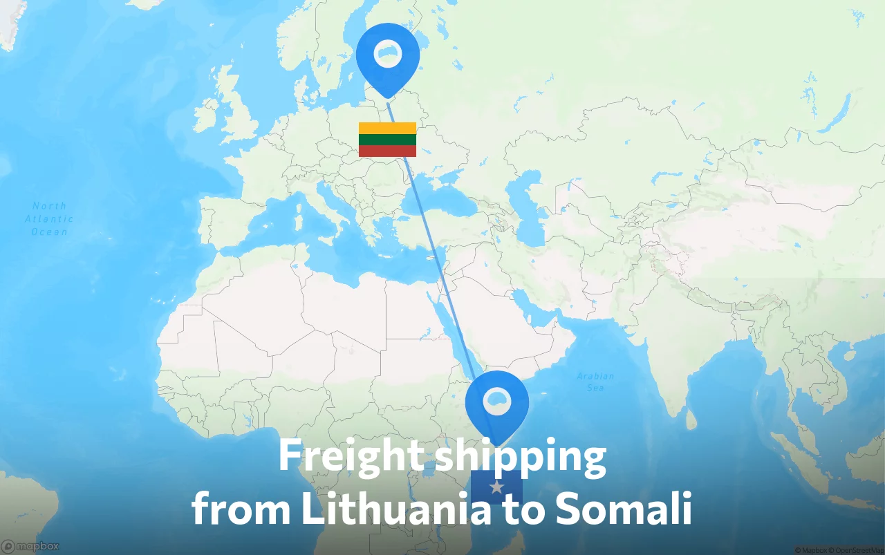 Shipping route from Lithuania to Somali