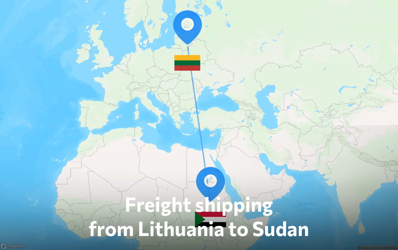 Shipping route from Lithuania to Sudan