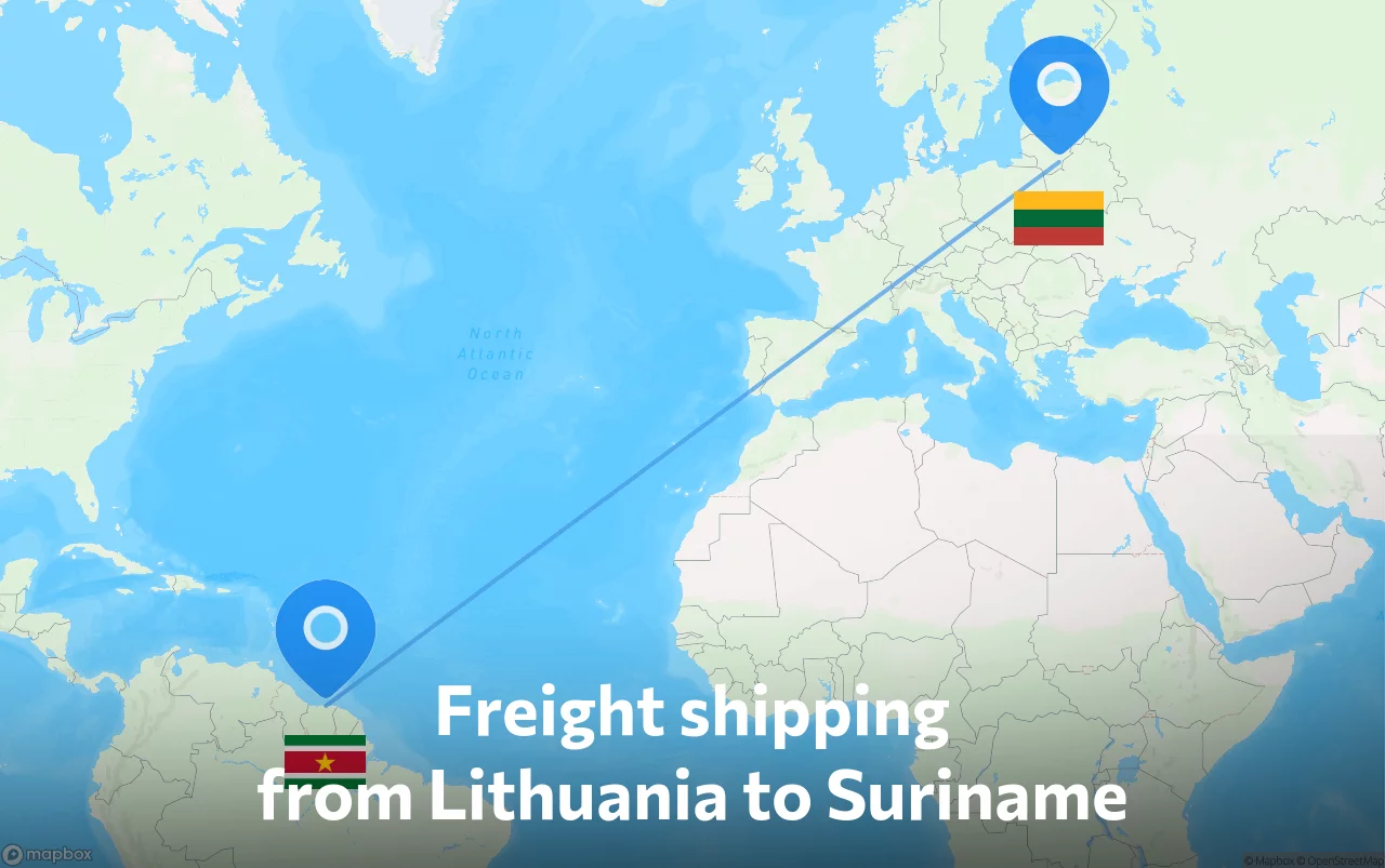 Shipping route from Lithuania to Suriname