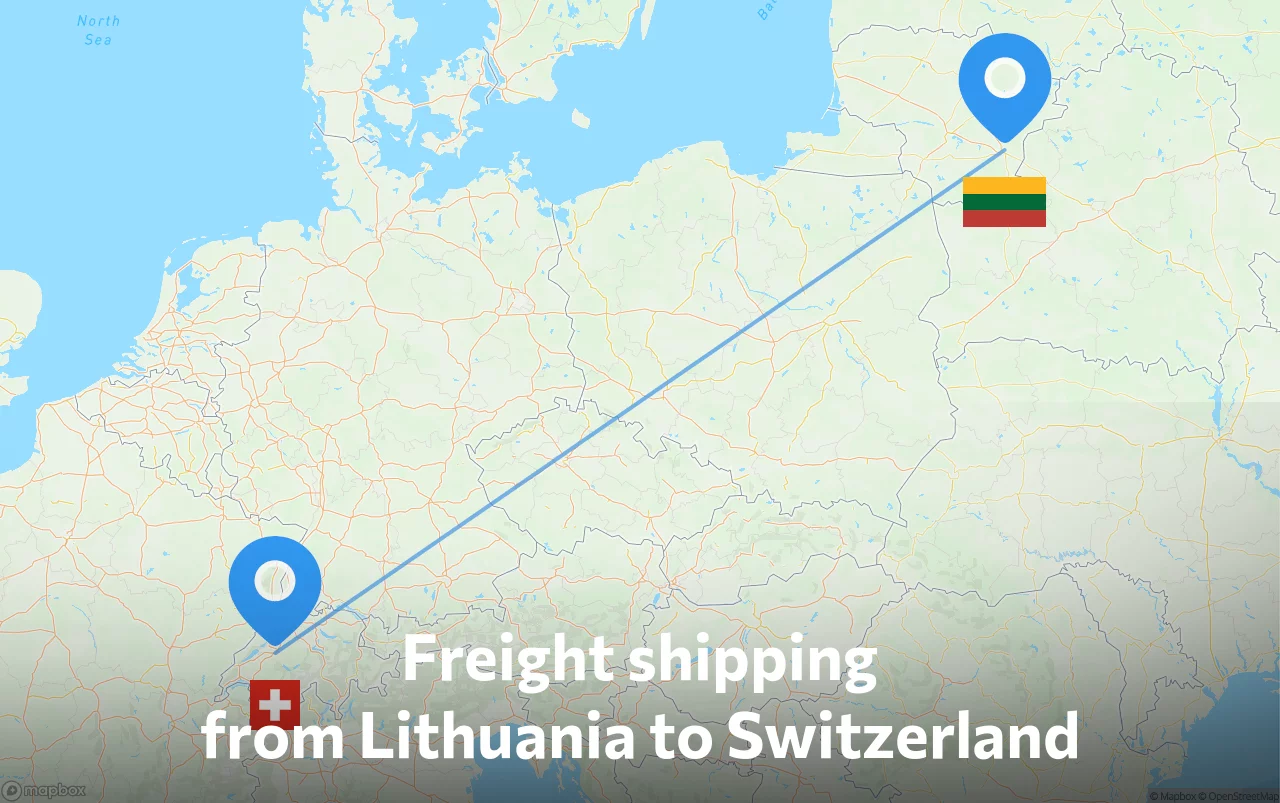 Shipping route from Lithuania to Switzerland