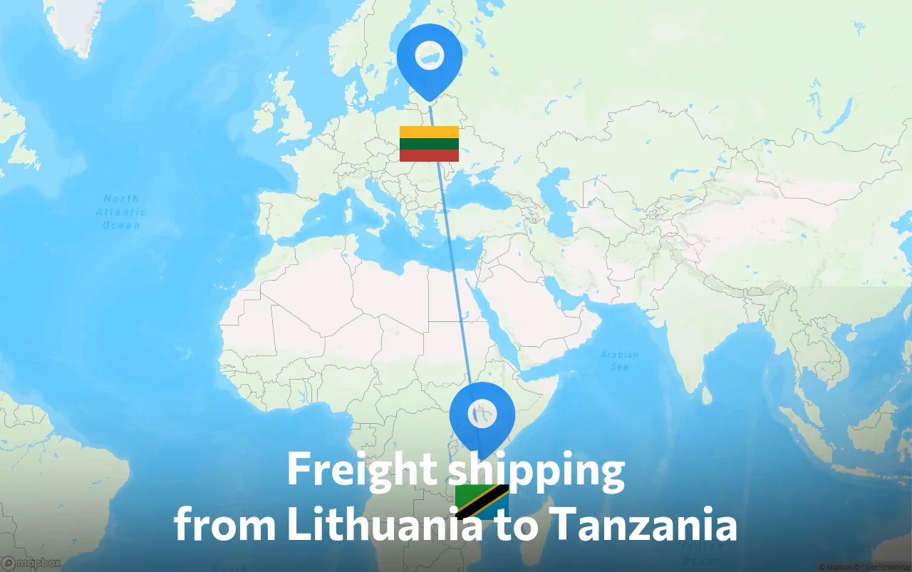 Shipping route from Lithuania to Tanzania