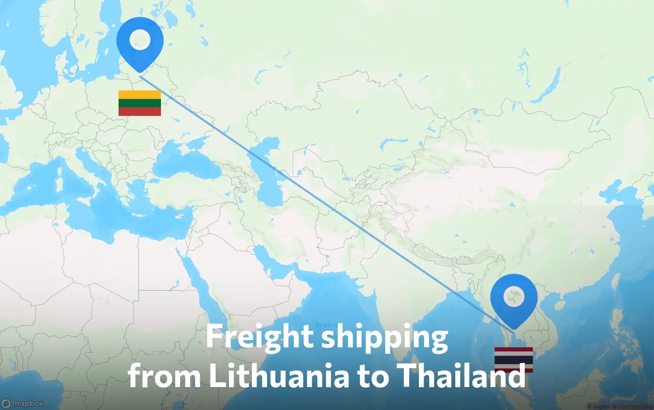 Shipping route from Lithuania to Thailand