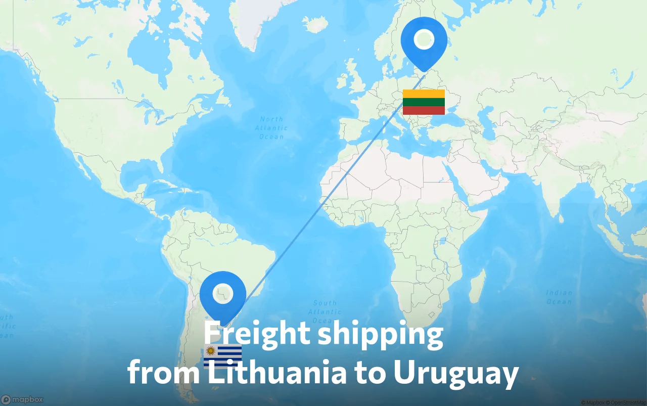 Shipping route from Lithuania to Uruguay