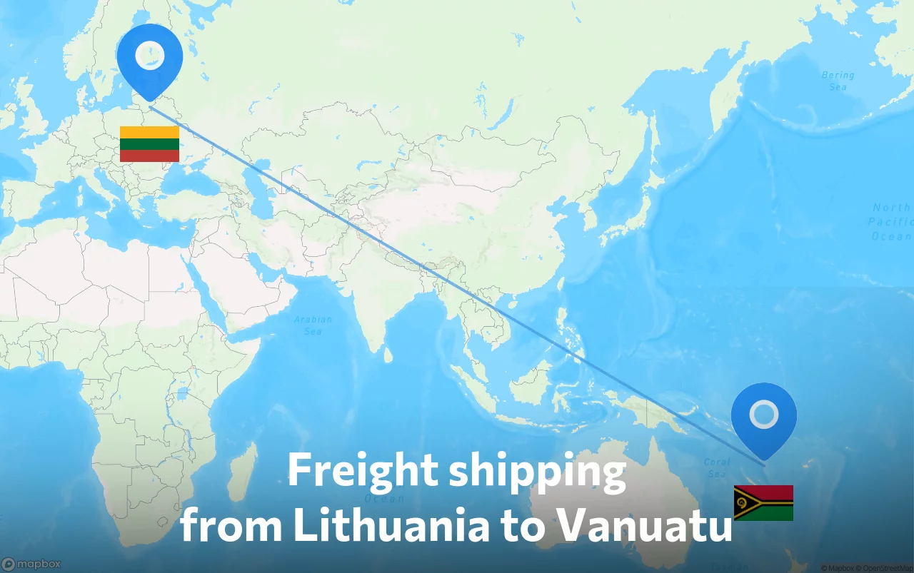 Shipping route from Lithuania to Vanuatu