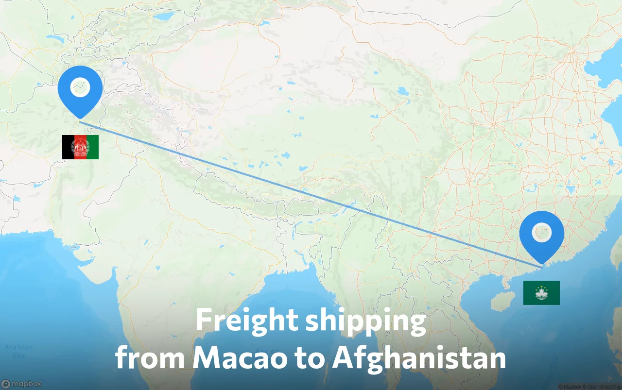 Shipping route from Macao to Afghanistan