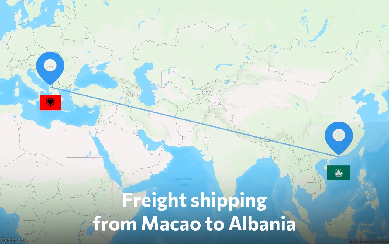 Shipping route from Macao to Albania