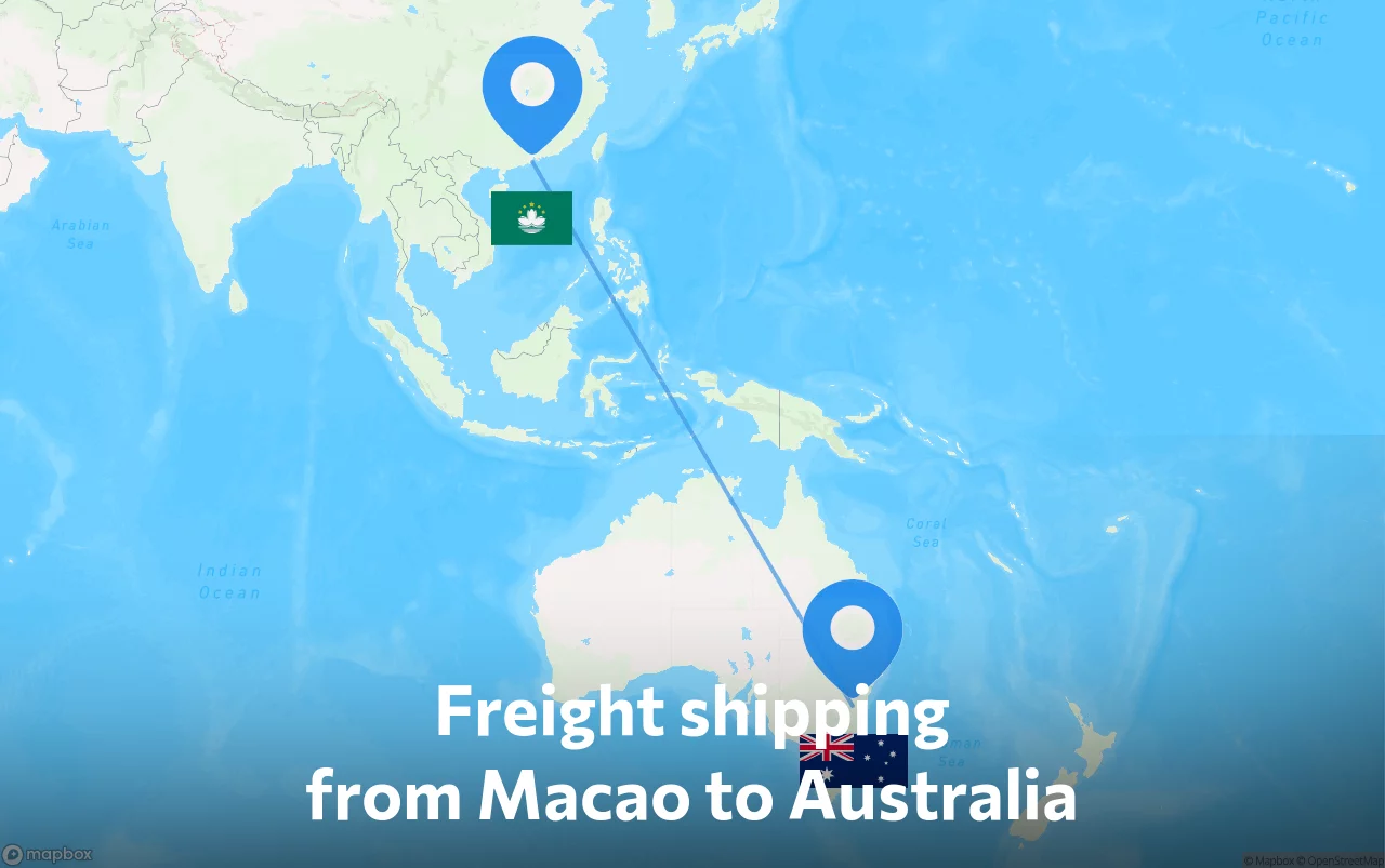 Shipping route from Macao to Australia