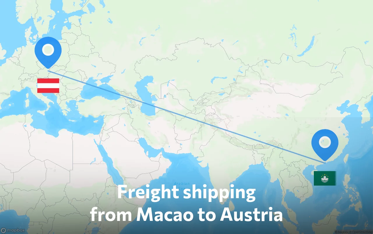 Shipping route from Macao to Austria
