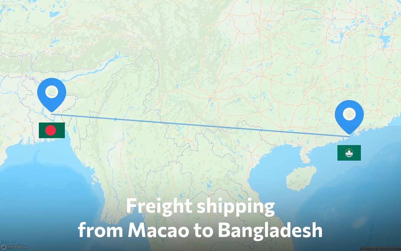 Shipping route from Macao to Bangladesh