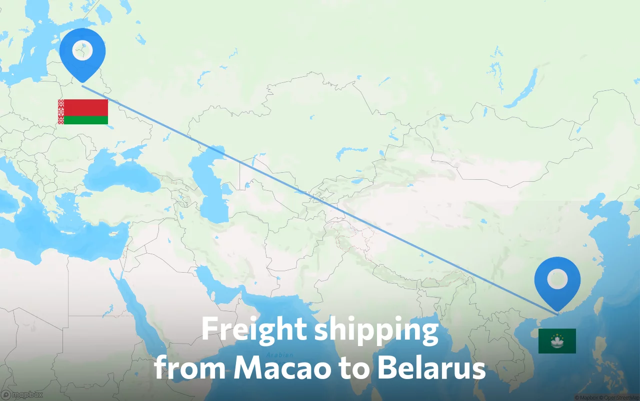 Shipping route from Macao to Belarus