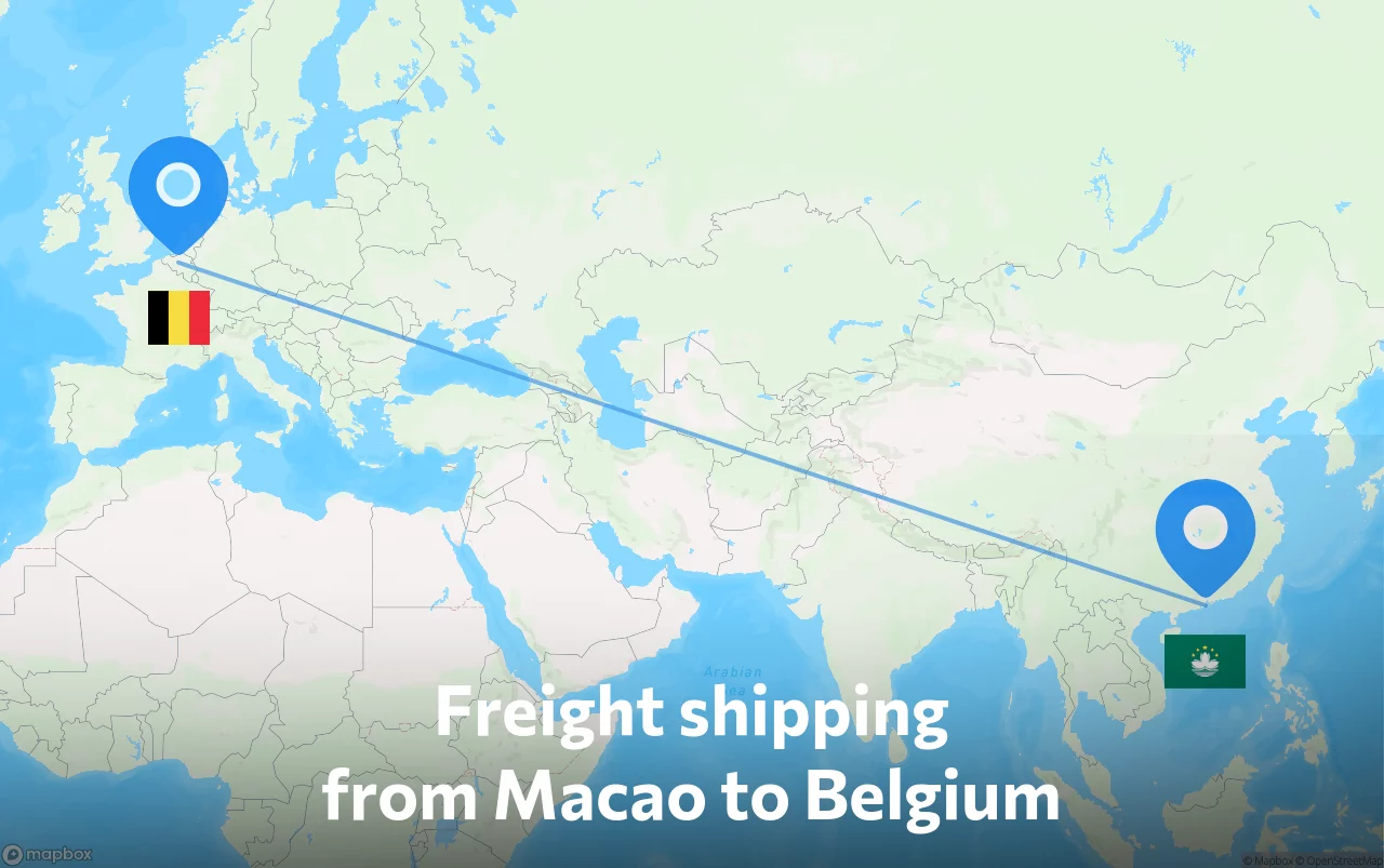 Shipping route from Macao to Belgium