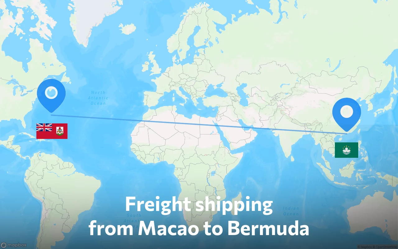 Shipping route from Macao to Bermuda