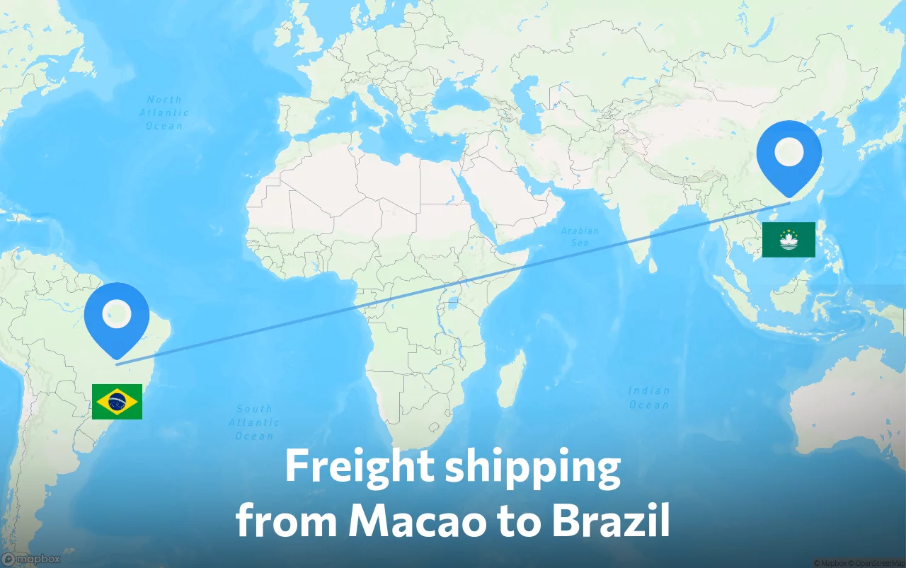 Shipping route from Macao to Brazil