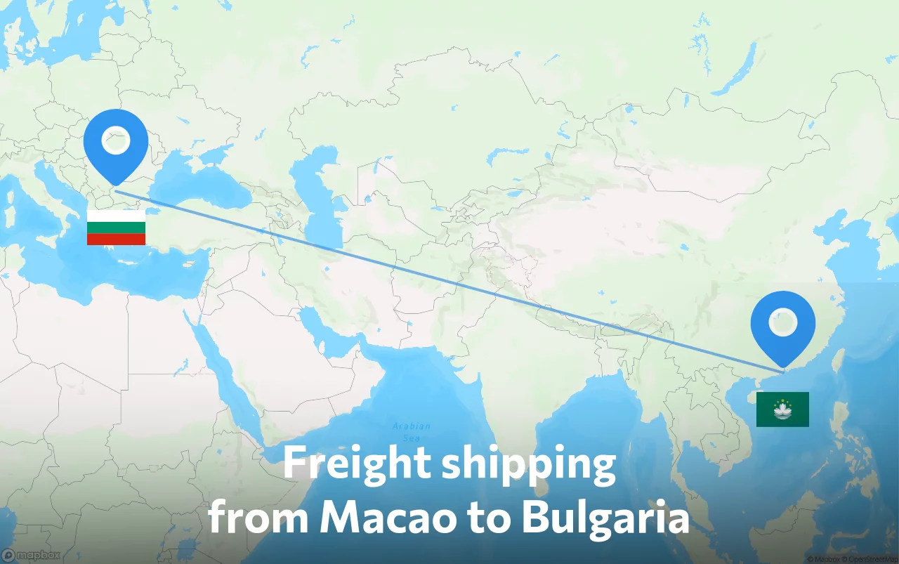 Shipping route from Macao to Bulgaria