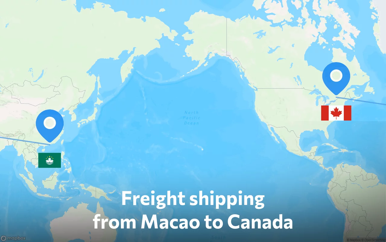 Shipping route from Macao to Canada