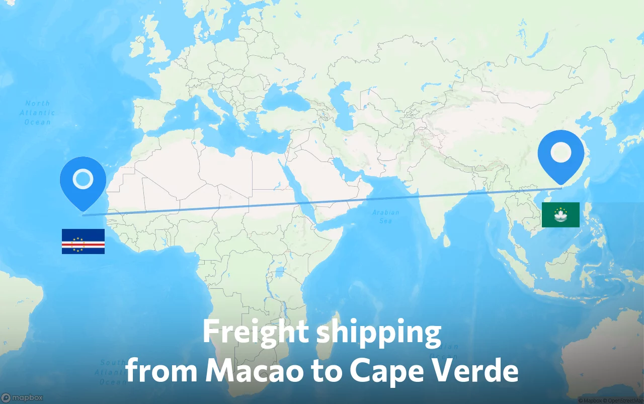 Shipping route from Macao to Cape Verde
