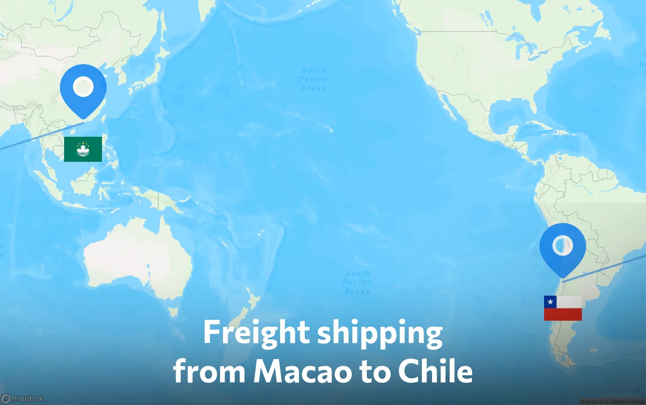 Shipping route from Macao to Chile