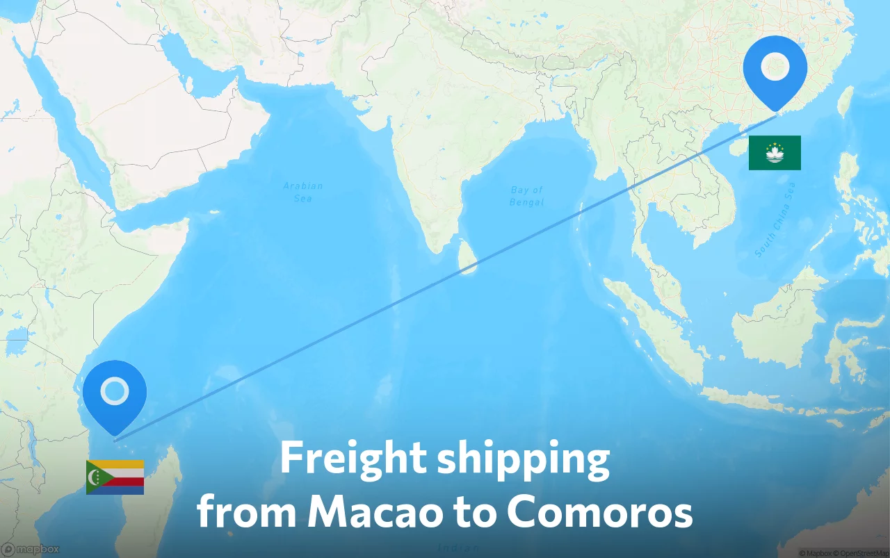 Shipping route from Macao to Comoros