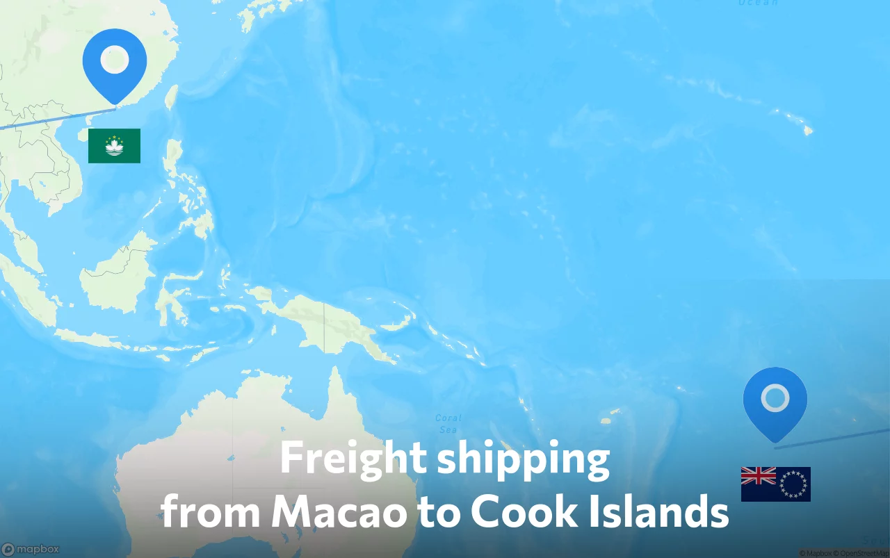 Shipping route from Macao to Cook Islands