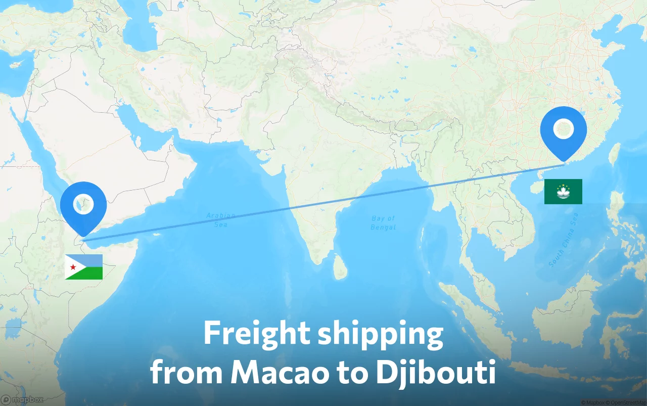 Shipping route from Macao to Djibouti