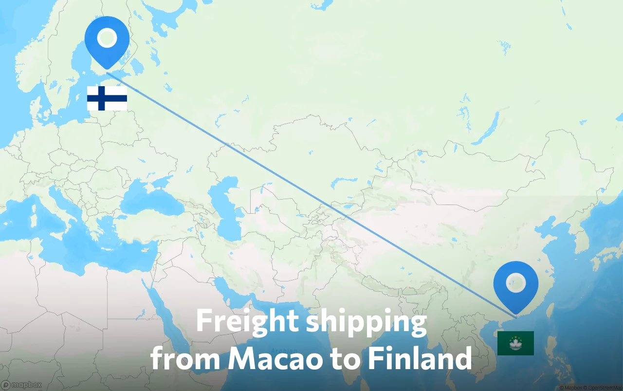 Shipping route from Macao to Finland