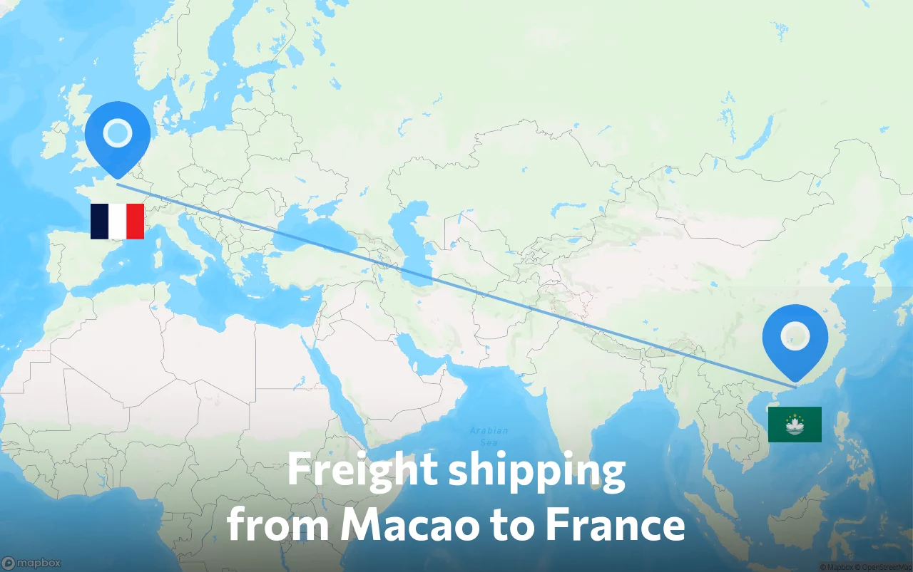 Shipping route from Macao to France