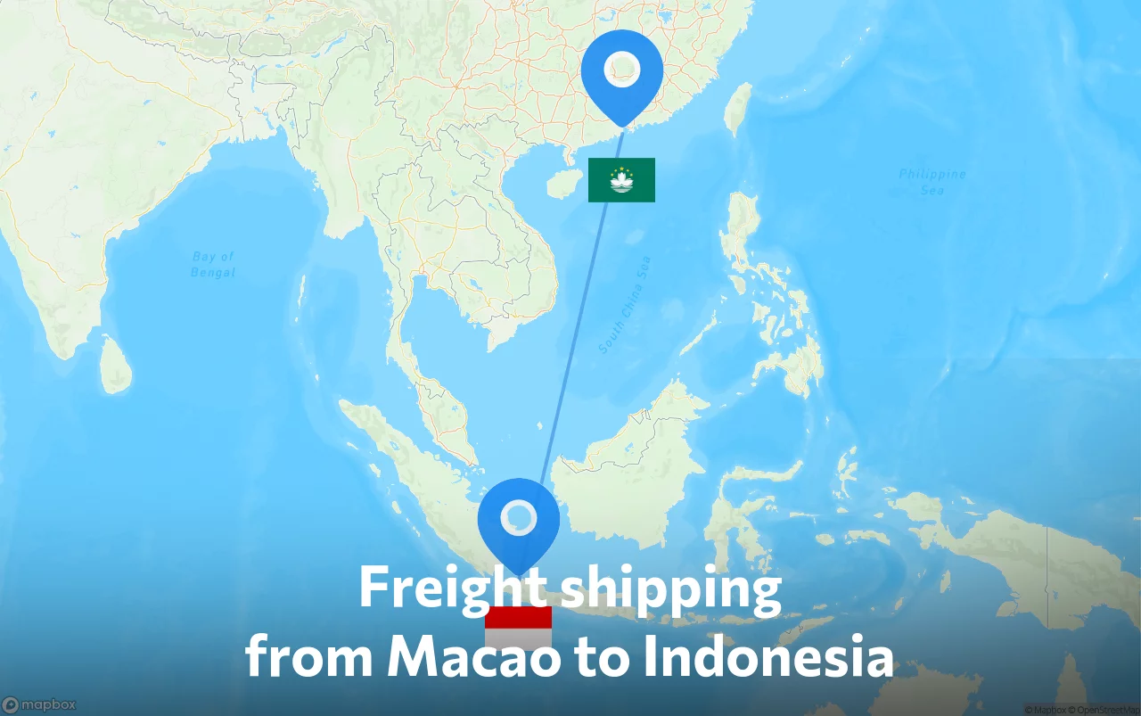 Shipping route from Macao to Indonesia