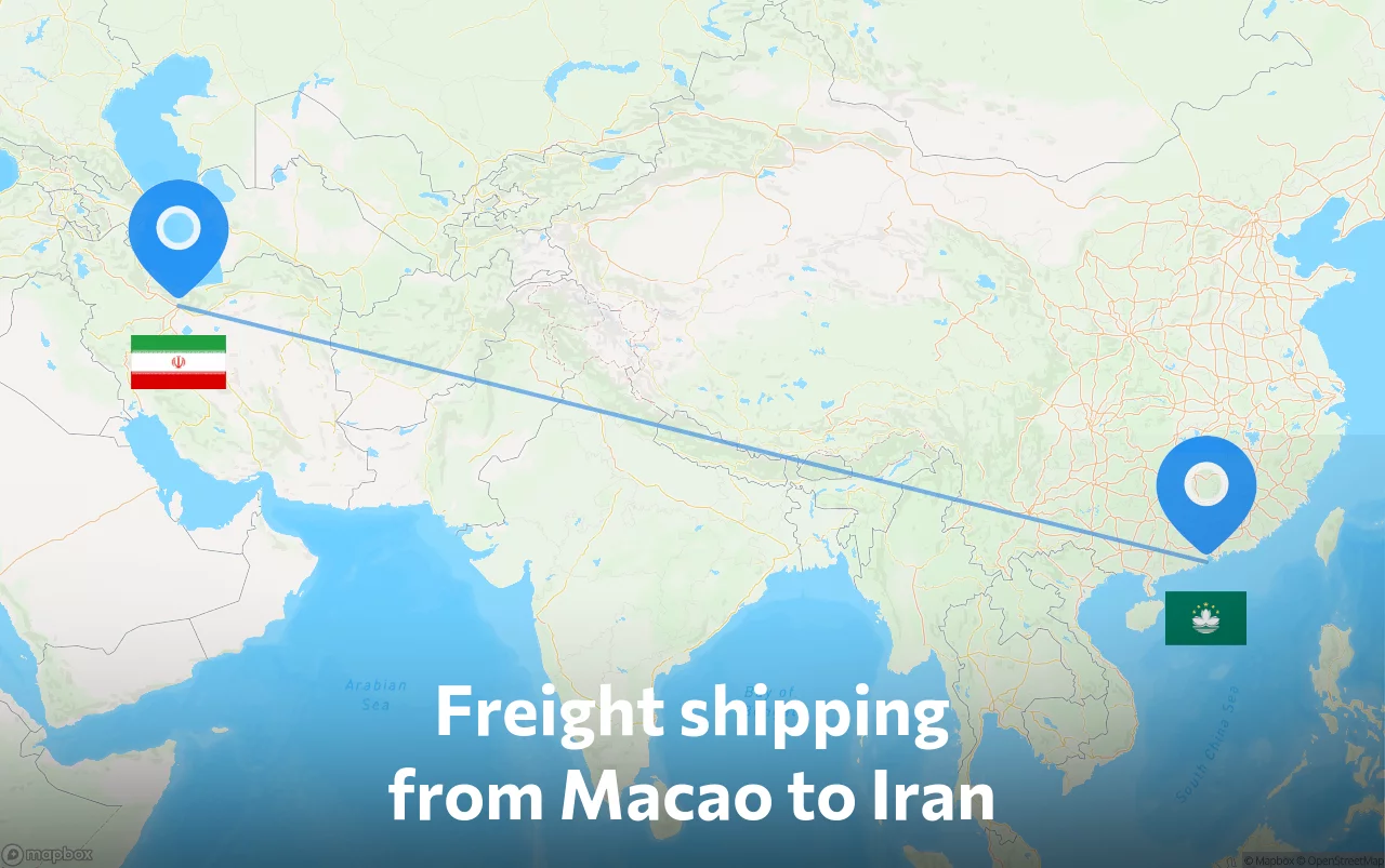 Shipping route from Macao to Iran