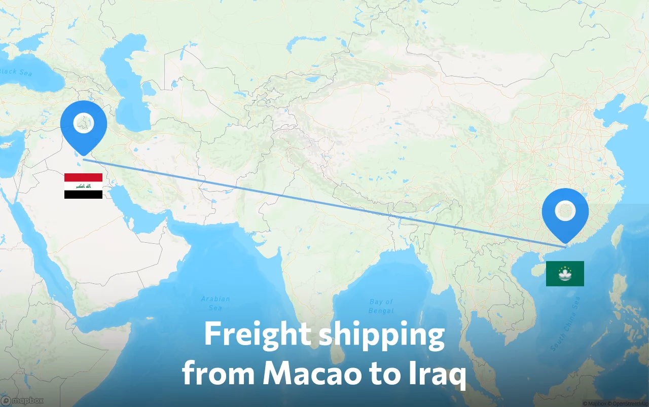 Shipping route from Macao to Iraq