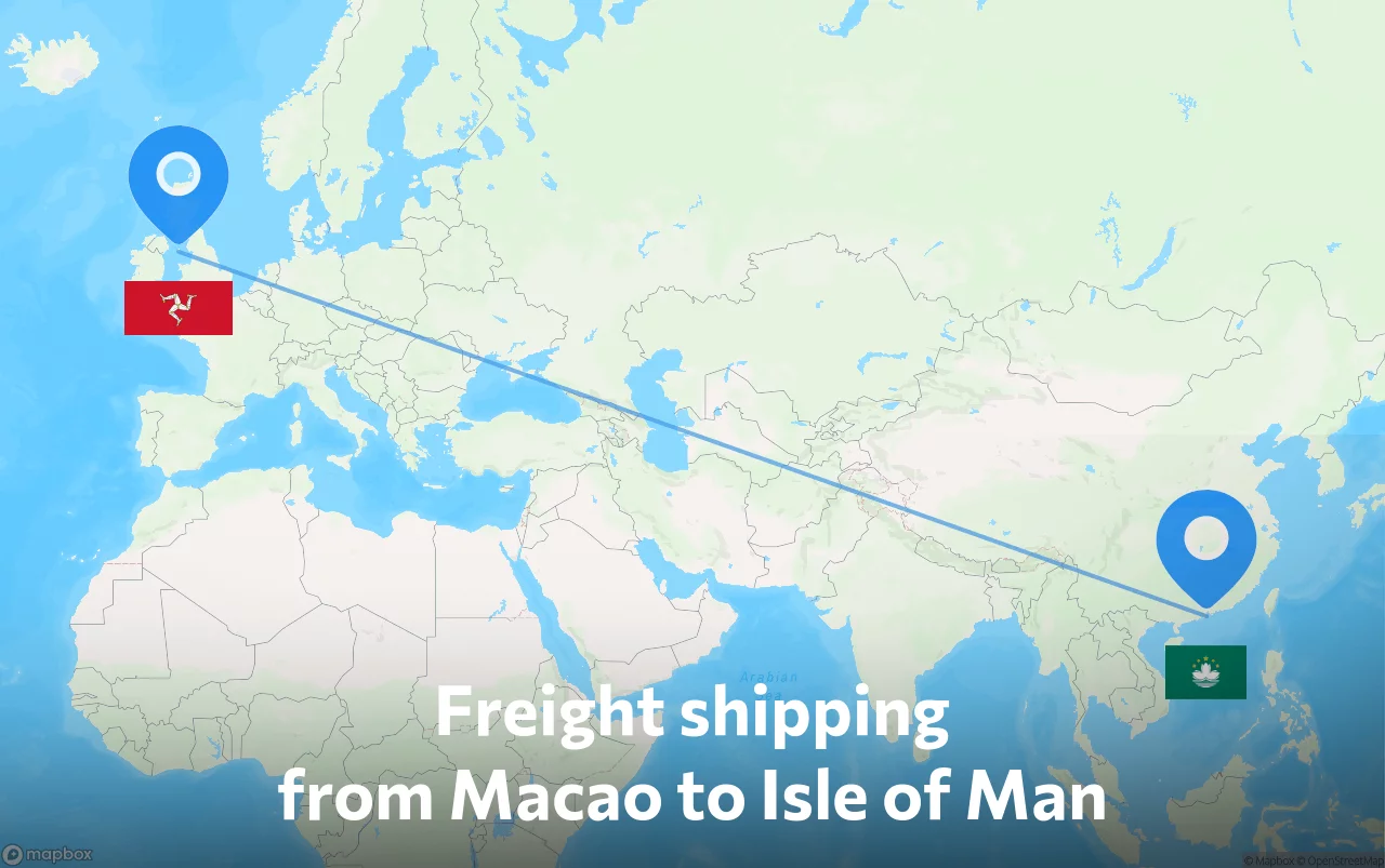 Shipping route from Macao to Isle of Man