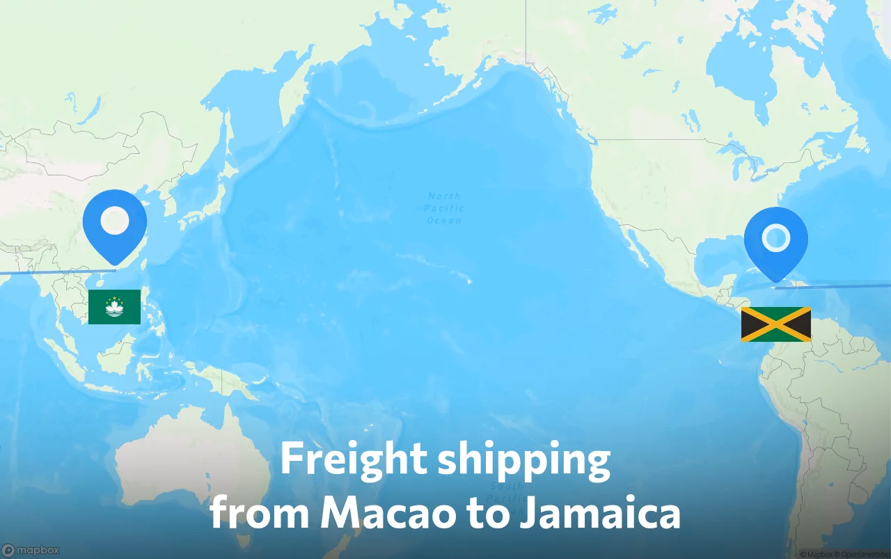 Shipping route from Macao to Jamaica