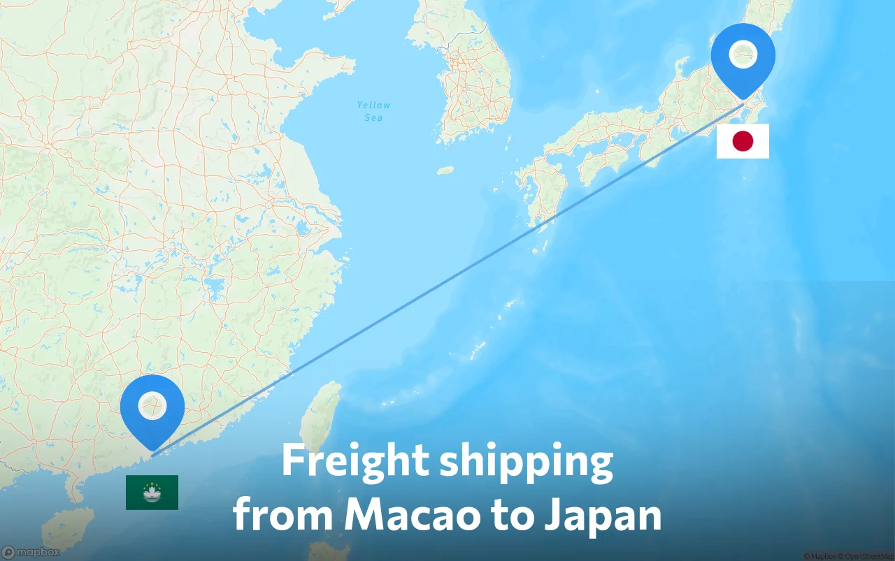 Shipping route from Macao to Japan