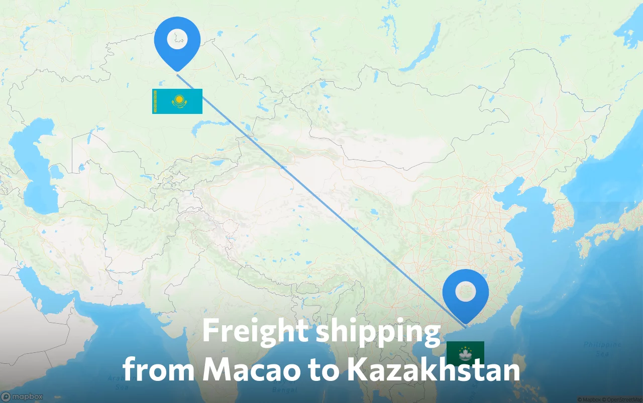 Shipping route from Macao to Kazakhstan