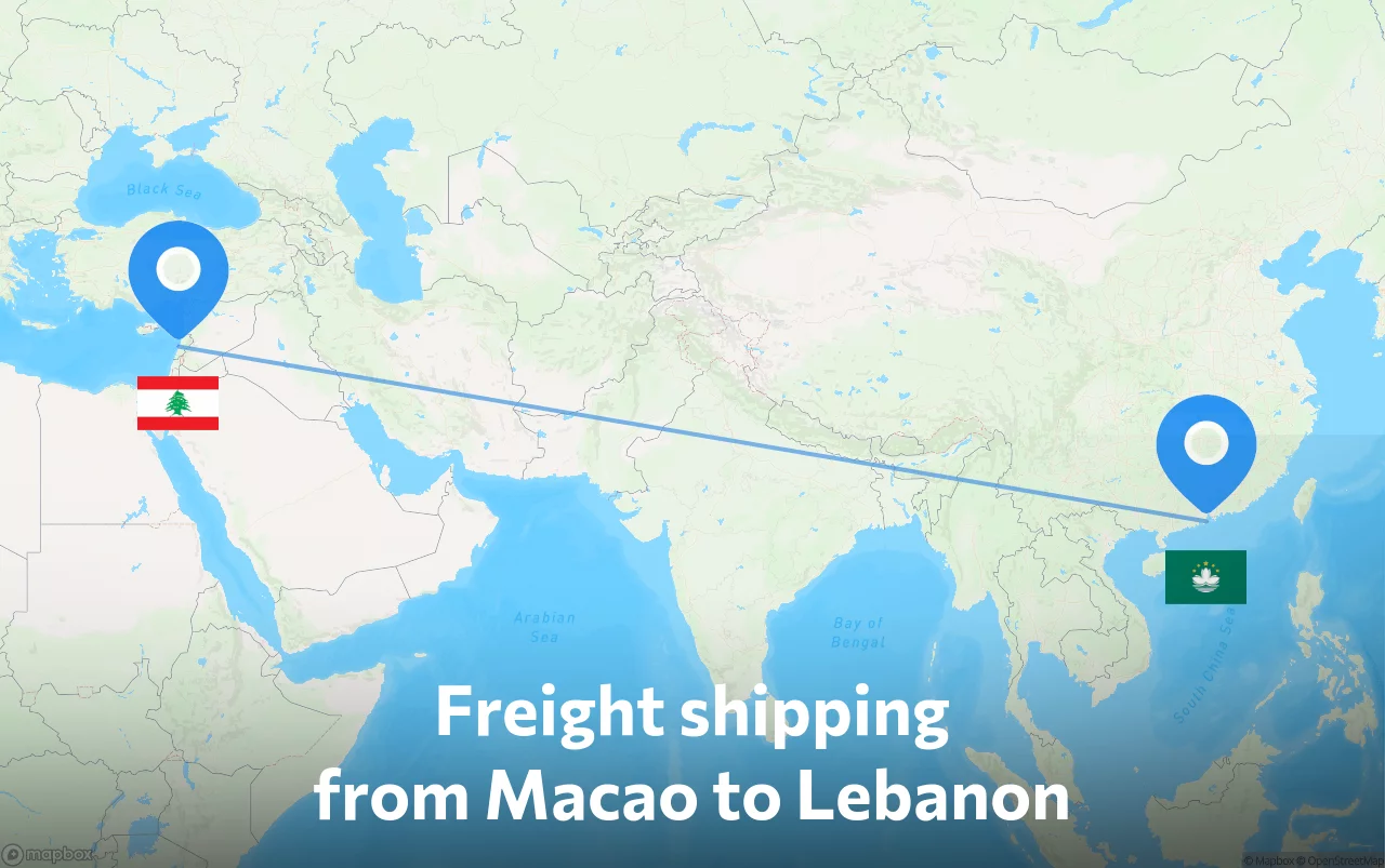 Shipping route from Macao to Lebanon