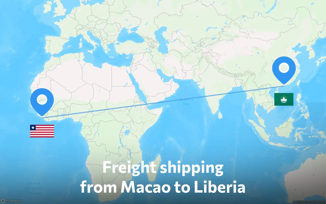 Shipping route from Macao to Liberia